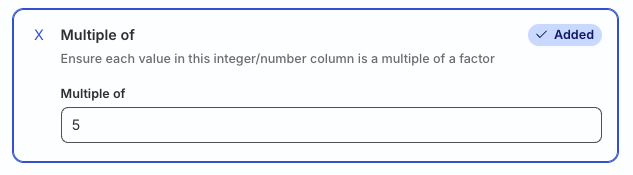 Define the acceptable multiples for the property