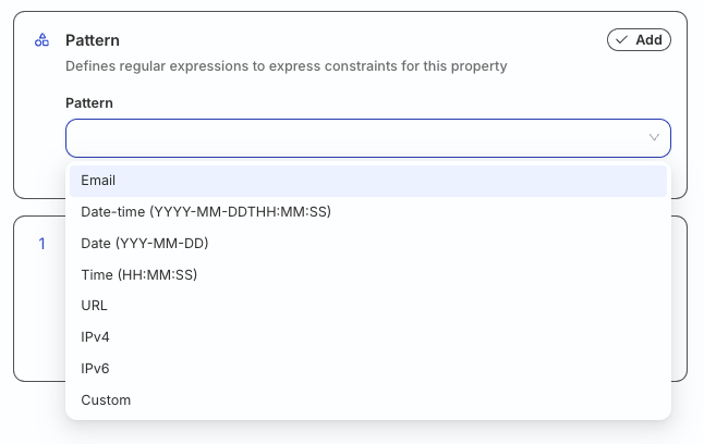 Define the property constraints via patterns